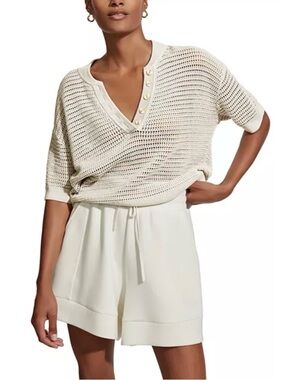 Varley Callie Knit Cream Top Oversized Open-Knit XL